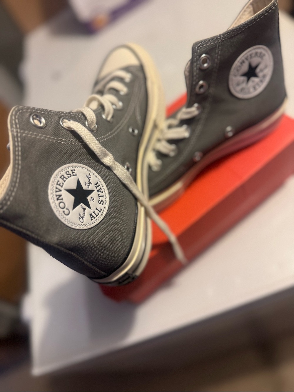 Converse High Top Sneakers - Olive Gray with White